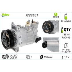 AC Compressor VALEO 699357 OE Ref 1K0820803E