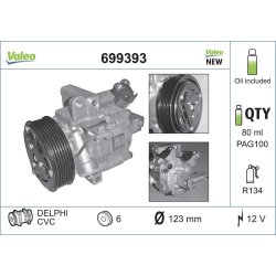 Compresseur de climatisation VALEO 699393 pour CITROËN, PEUGEOT, TOYOTA OE 6453-RJ
