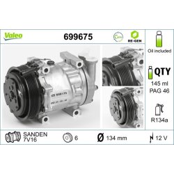 AC Compressor VALEO 699675 OE Ref 60629417