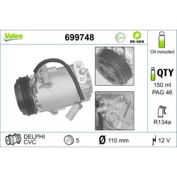 AC Compressor VALEO 699748 OE Ref 1H0121253BE