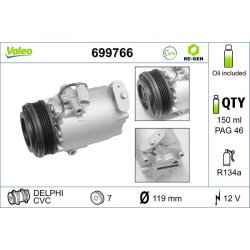 AC Compressor VALEO 699766 OE Ref 8200309193