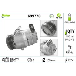Compresseur de climatisation VALEO 699770 pour VAUXHALL OE 13205197
