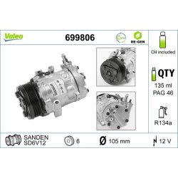 AC Compressor VALEO 699806 OE Ref 1854097