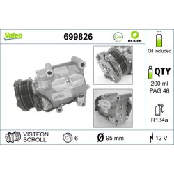 AC Compressor VALEO 699826 OE Ref 1064354