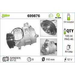 AC Compressor VALEO 699876 OE Ref 8D0260805B