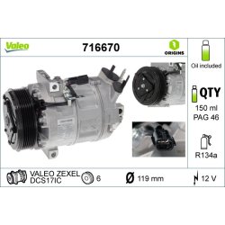 AC Compressor VALEO 716670 OE Ref 92600ET02A
