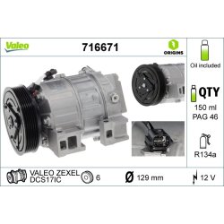 AC Compressor VALEO 716671 OE Ref 92600ET82A