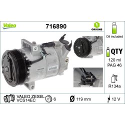 AC Compressor VALEO 716890 OE Ref 926001U600