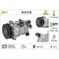 Compresseur de climatisation VALEO 813179 pour CITROËN, PEUGEOT C4, GRAND, 308 VALEO