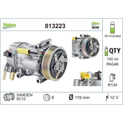 Compresseur de climatisation VALEO 813223 pour CITROËN, DS, DS (CAPSA), PEUGEOT VALEO