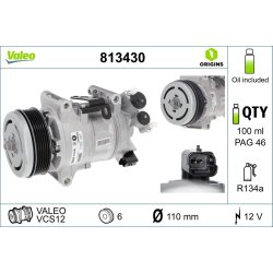 AC Compressor VALEO 813430 OE Ref 9812682180