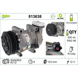 AC Compressor VALEO 813638 OE Ref 1148865