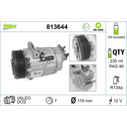 Compresseur de climatisation VALEO 813644 pour VAUXHALL, RENAULT, OE 4431984