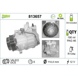 AC Compressor VALEO 813657 OE Ref 0002305111