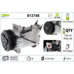 AC Compressor VALEO 813748 OE Ref 9809274280