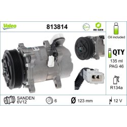 AC Compressor VALEO 813814 OE Ref 6453FR