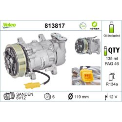 AC Compressor VALEO 813817 OE Ref 6453QG