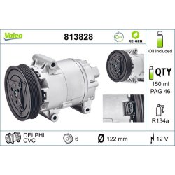 Compresseur de climatisation VALEO 813828 pour RENAULT, GRAND, MEGANE, SCENIC