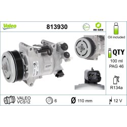 AC Compressor VALEO 813930 OE Ref 9812682180