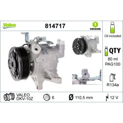 Compresseur de climatisation VALEO 814717 pour SUBARU FORESTER, IMPREZA, XV VALEO