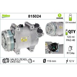 AC Compressor VALEO 815024 OE Ref MN123627