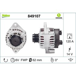 Alternator VALEO 849107 OE Ref 71773263
