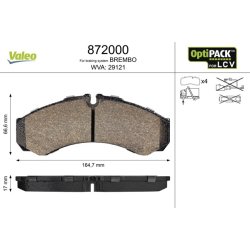 Jeu de plaquettes de frein VALEO 872000 pour IVECO DAILY OE 2994086 VALEO