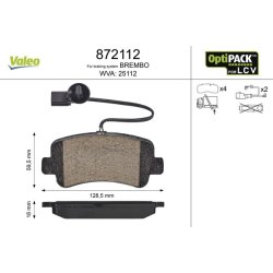 Plaquettes de frein à disque VALEO 872112 pour RENAULT MASTER OE 440600264R VALEO