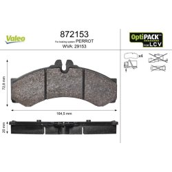Jeu de plaquettes de frein VALEO 872153 pour VW LT OE 0024204120 VALEO
