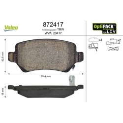 Jeu de plaquettes de frein VALEO 872417 OE 1605086 VALEO