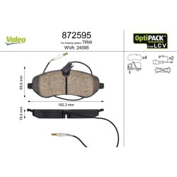 Jeu de plaquettes de frein VALEO 872595 pour FIAT SCUDO OE 9467548987 VALEO