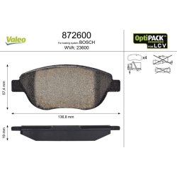 Plaquettes de frein à disque VALEO 872600 pour CITROËN, MAN, PEUGEOT OE 425235 VALEO
