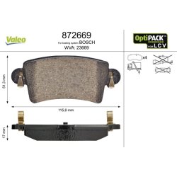 Plaquettes de frein VALEO 872669 pour NISSAN, RENAULT, référence d'origine 44060-00QAE VALEO