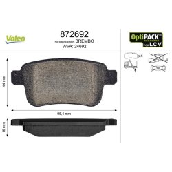 Jeu de plaquettes de frein VALEO 872692 pour MERCEDES, RENAULT, OE 4154210410 VALEO