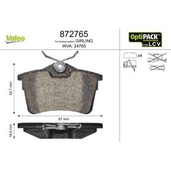 Plaquettes de frein à disque VALEO 872765 pour CITROËN, PEUGEOT OE 1608520480 VALEO