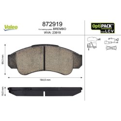 Jeu de plaquettes de frein VALEO 872919 pour CITROEN, FIAT, PEUGEOT OE 425244 VALEO