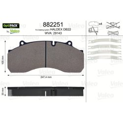 Jeu de plaquettes de frein VALEO 882251 pour DAF, SCANIA 85, 4 OE 89658 VALEO