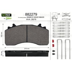 Jeu de plaquettes de frein VALEO 882279 pour MAN TGA, TGS, TGX OE 6403229242 VALEO